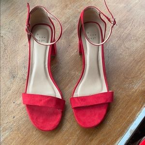 Red 2 inch heels with ankle strap